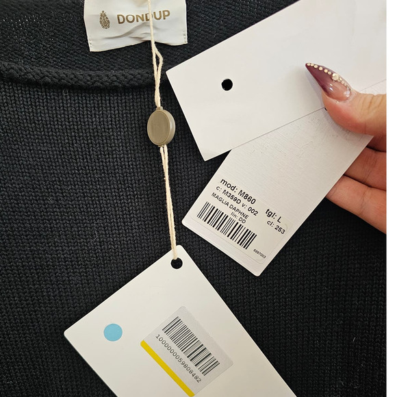 NWT Dondup Balloon Sleeve Black White Sweater Size L - Picture 3 of 5